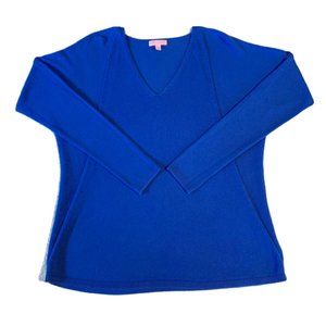 Lilly Pulitzer Stasia V-Neck Sweater (Blue) Size Large